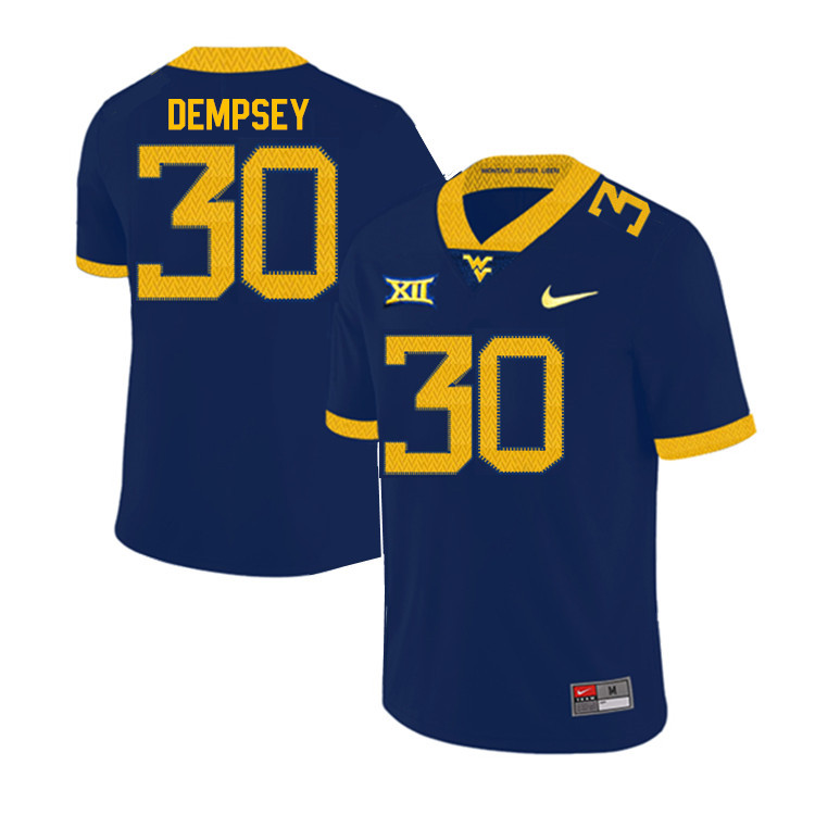 Men #30 Jordan Dempsey West Virginia Mountaineers College Football Jerseys Sale-Navy